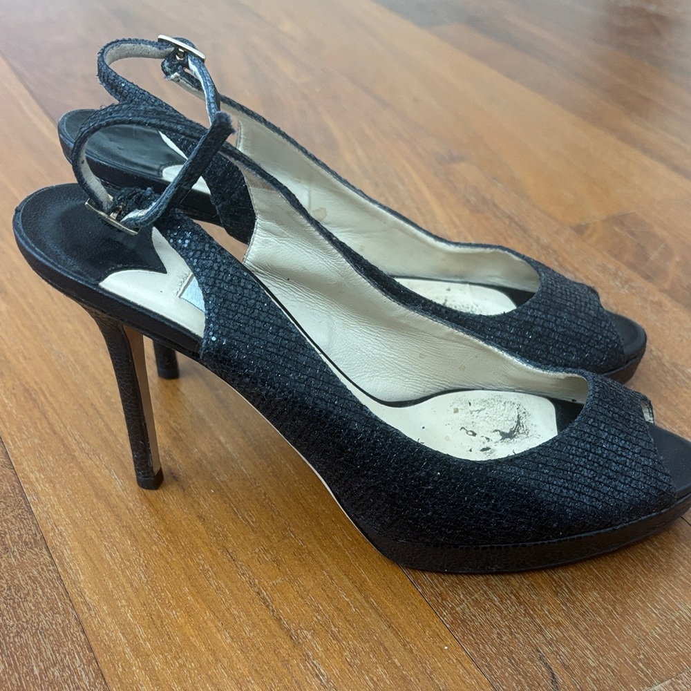 Elegant Black Peep-Toe Heels